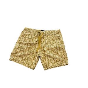 Shorts Medium M Cotton Yellow Dandelion Printed Drawstring Pockets